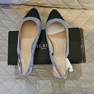 Edison Chambray Slingback Flats Sz 9 NWT